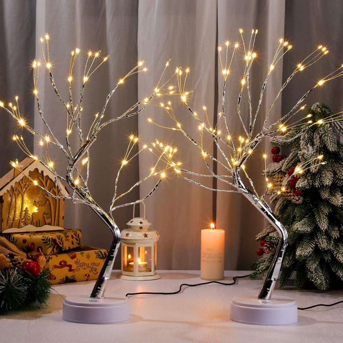 2-Pack LED Trees w/ Remote and Adjustable Branches