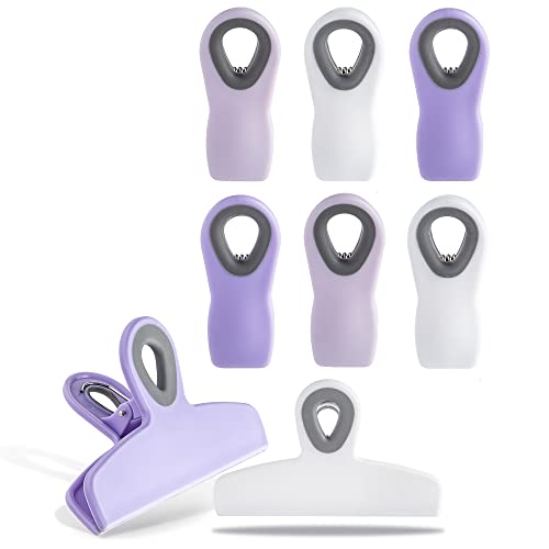 Heavy Duty Chip Clips & Magnet Clips for Food Storage - Lavender (Pack of 8)