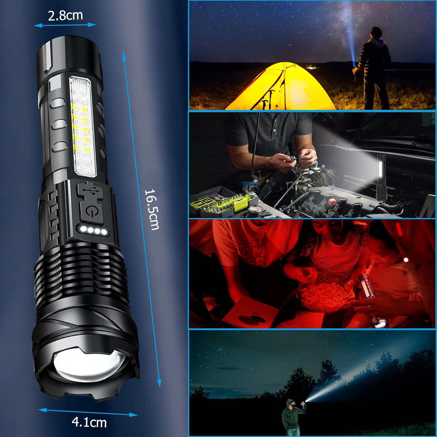 A76 Rechargeable Flashlight 20000 Lumens – Ultra Bright LED with 7 Mode