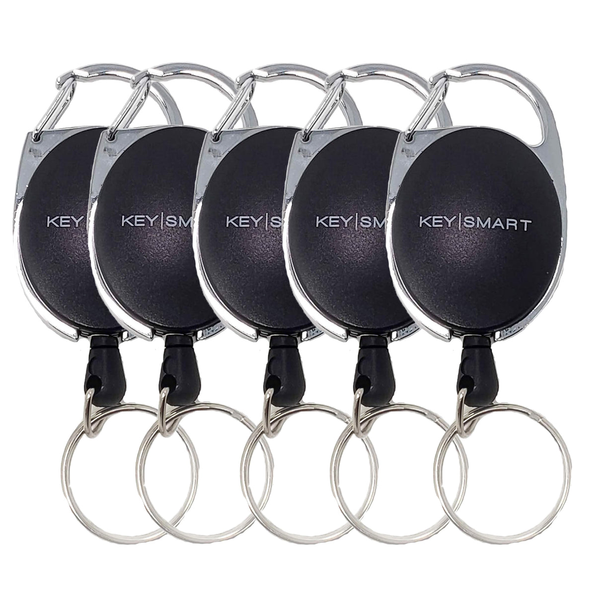5pk KeySmart Retractable Carabiner – Badge Holder & Key Ring Clip