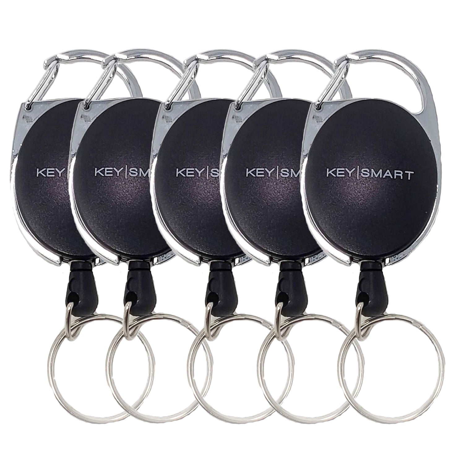 5pk KeySmart Retractable Carabiner – Badge Holder & Key Ring Clip