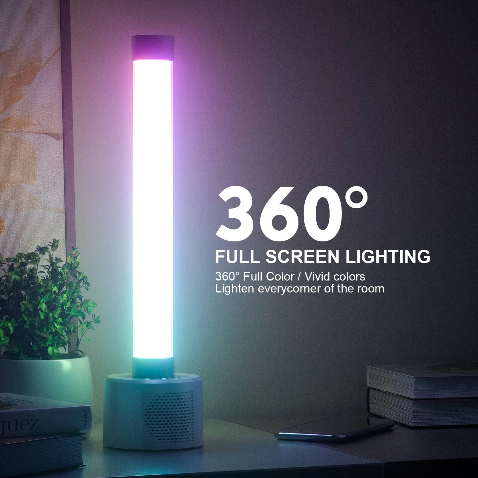 Set of 2 Bluetooth LED Light Bar with Speaker – Sync Music Reactive Ambience Lights