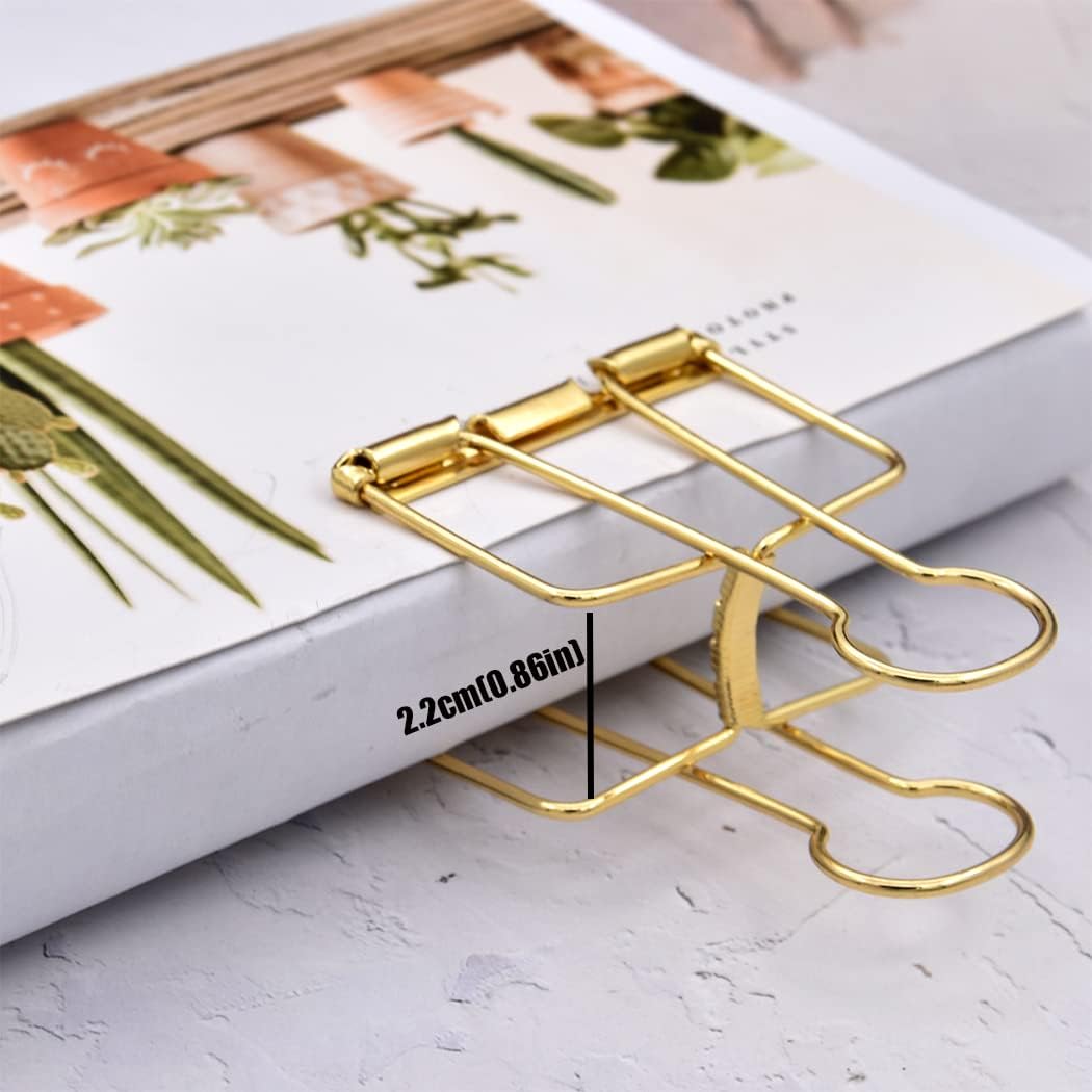 30pk Gold Large Binder Clips – 30mm Metal Paper Clamps for Office, School & Crafts