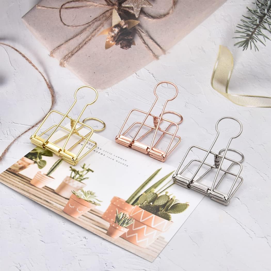 30pk Gold Large Binder Clips – 30mm Metal Paper Clamps for Office, School & Crafts