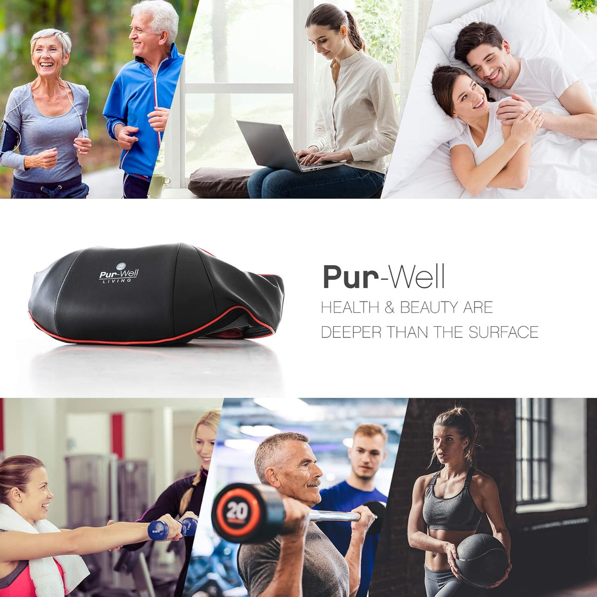 Pur Relaxation Shiatsu Neck, Shoulder & Back Massager with Heat - Use In Home or Car