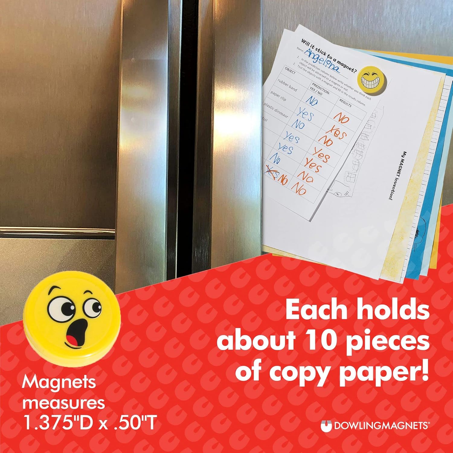 Big Emoji Button Magnets – Set of 3 | Double-Sided, Child-Safe, Strong Hold