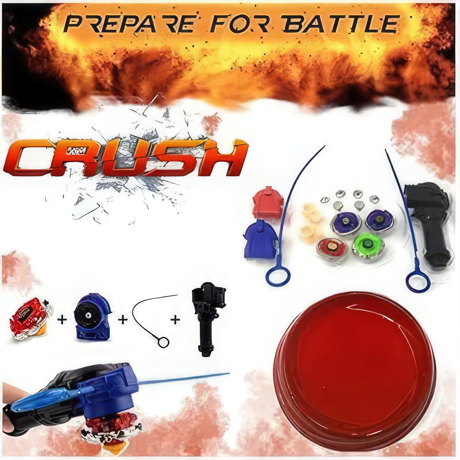Crush Battling Tops Set – 4 Spinning Tops + Launchers, High-Speed Metal Battle Game