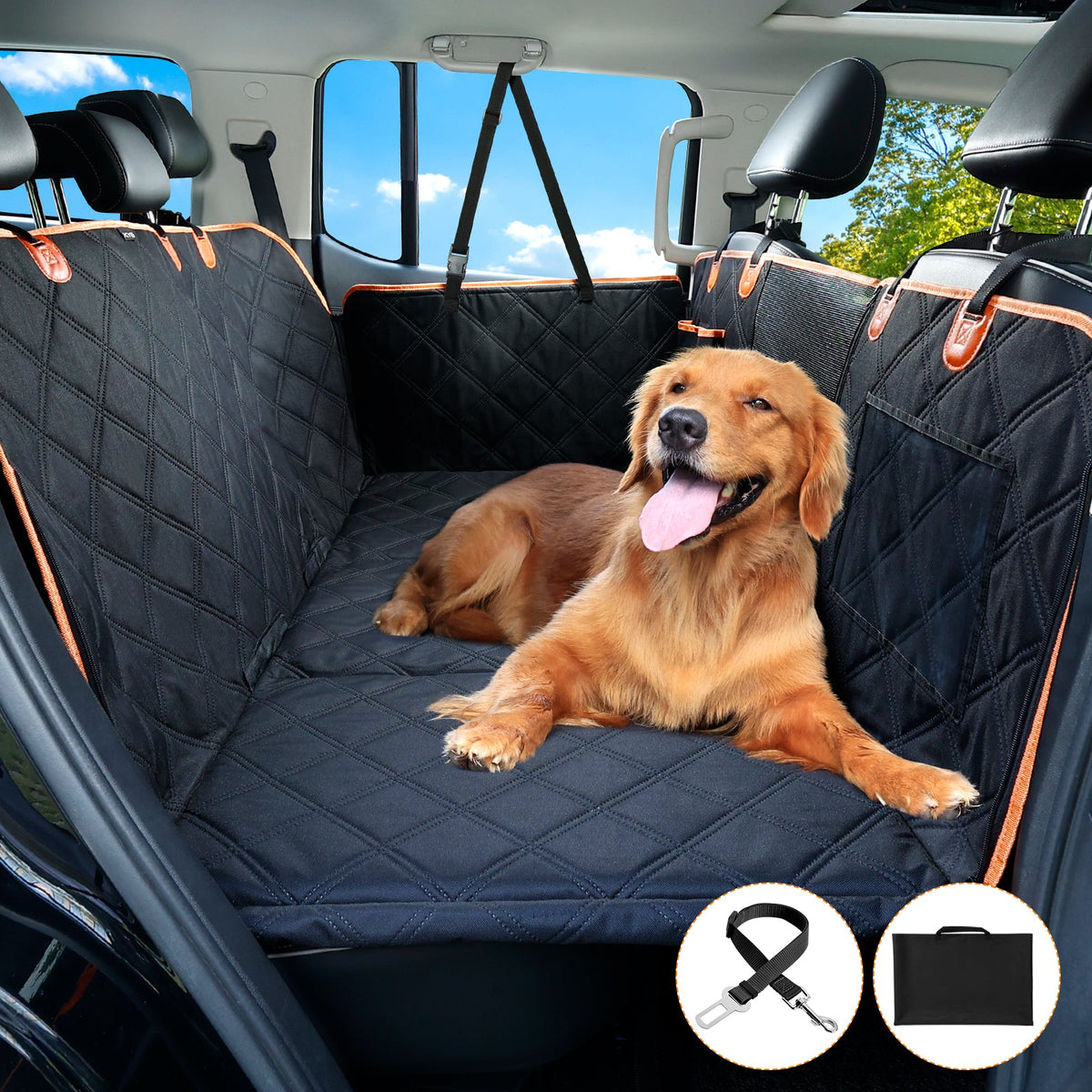 9-Layer Dog Car Seat Cover & Rear Seat Extender – Waterproof, Heavy-Duty