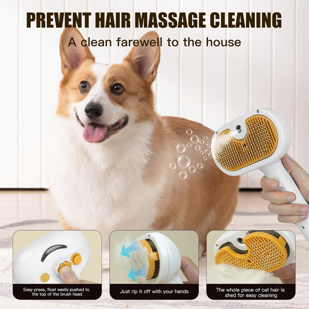 Ultimate Pet Steam Brush – Shedding & Grooming Tool for Cats & Dogs