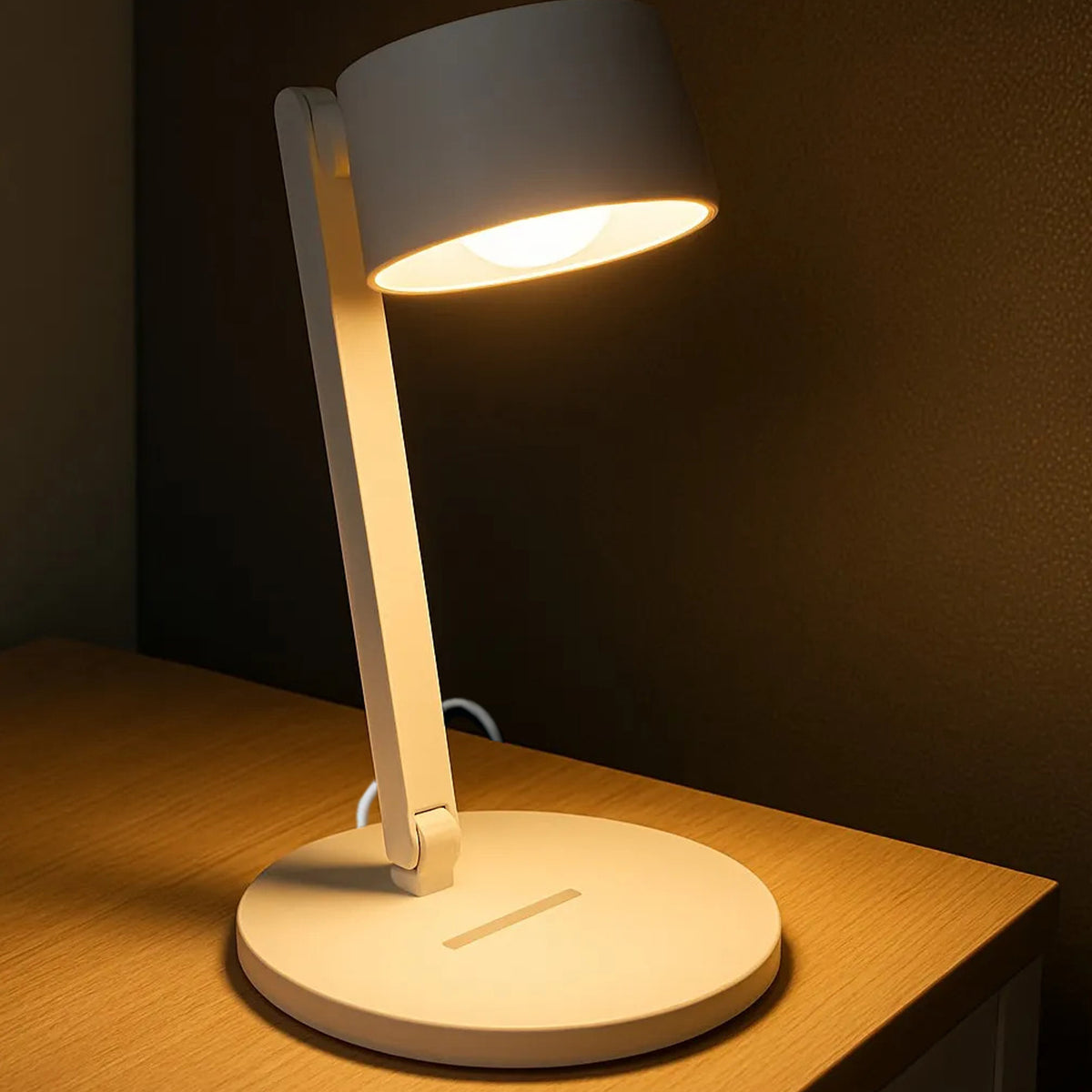 Modern White Desk Lamp with Wireless Charging – Touch Control LED Light