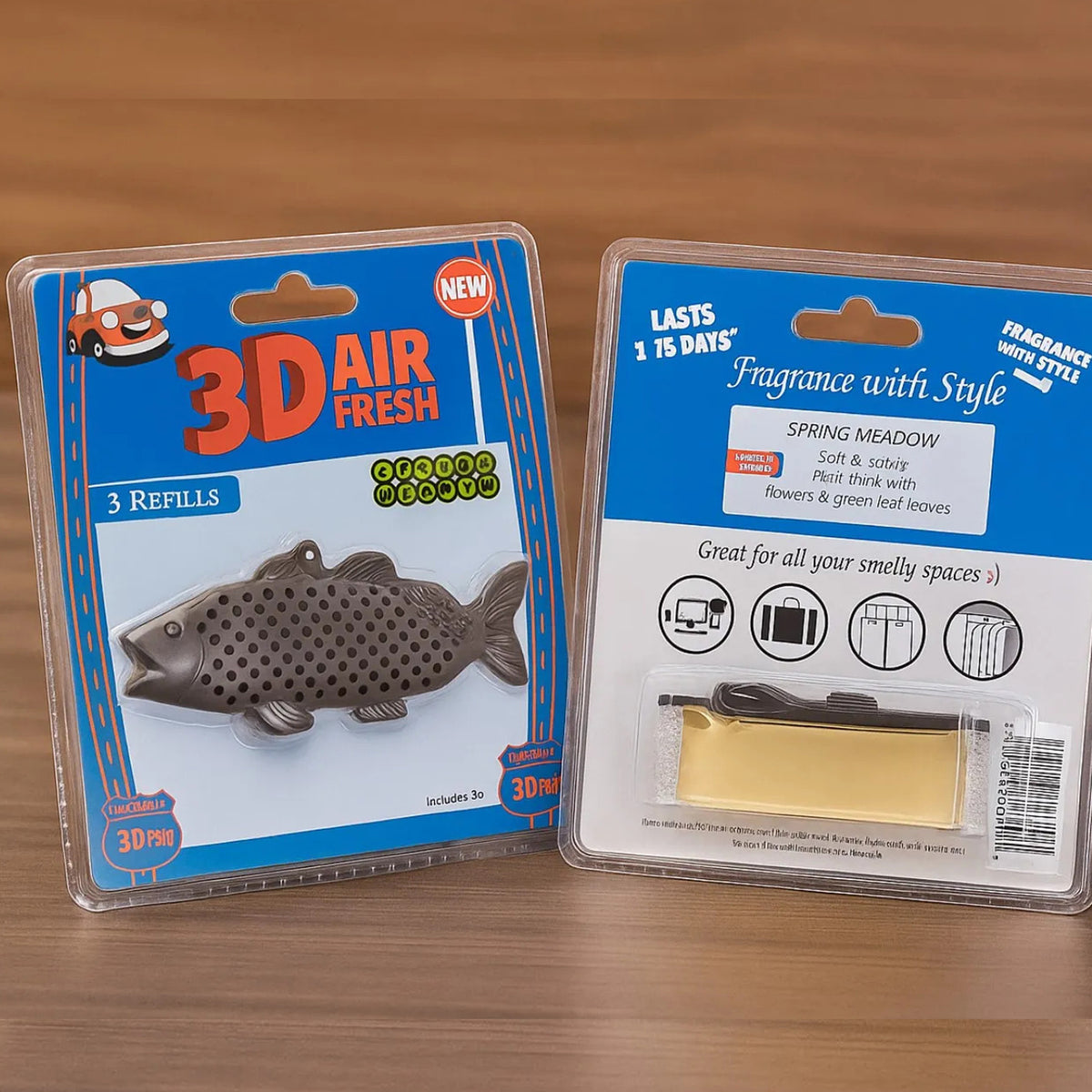 3pk 3D Fish Air Freshener – Long-Lasting Spring Meadow Scent + 3 Refills