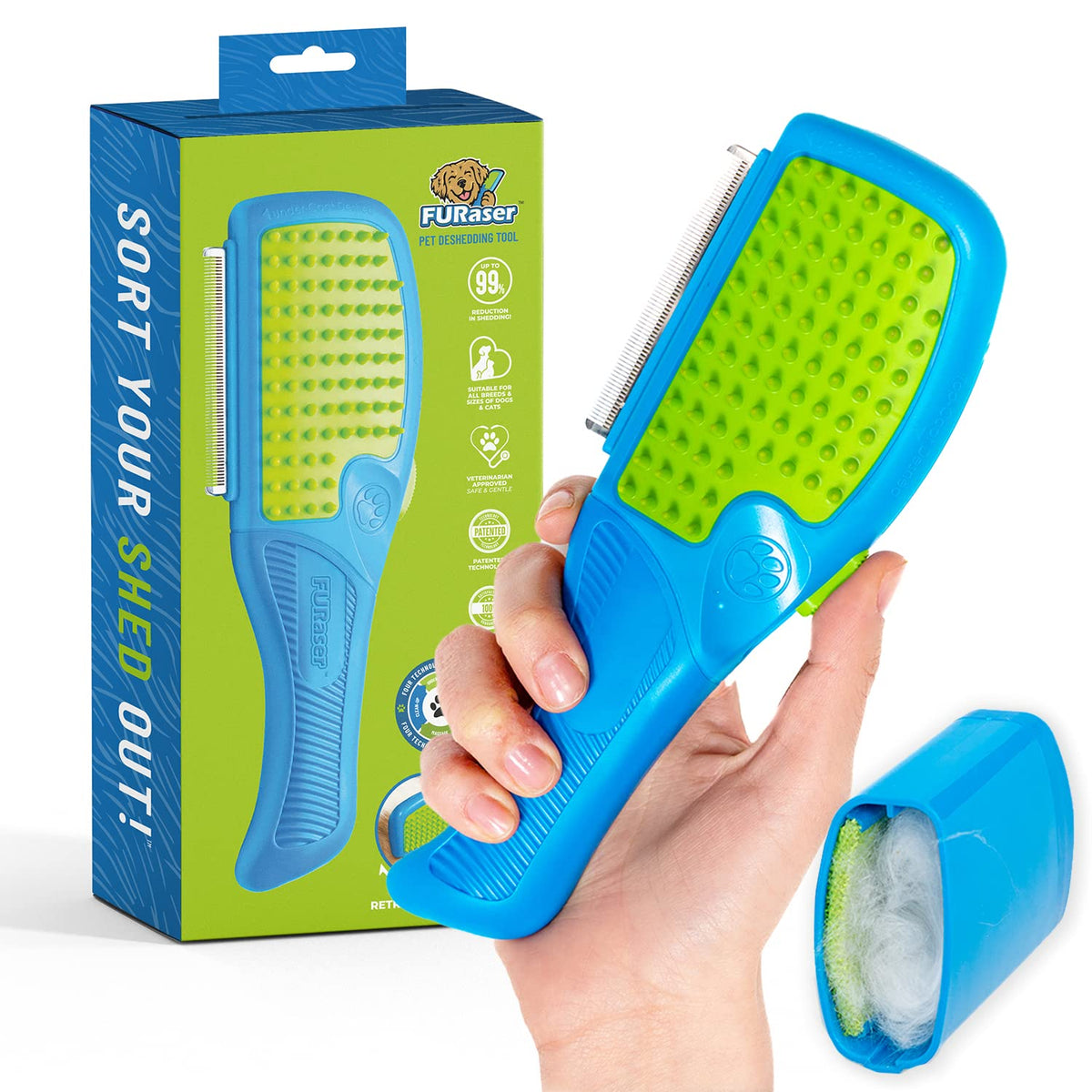 FURaser 4-in-1 Pet Deshedding Tool – Grooming & Hair Removal for Dogs & Cats
