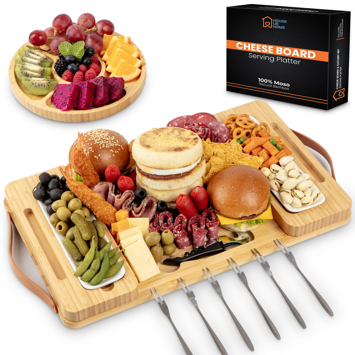 Bamboo Charcuterie Gift Set with Removable Magnetic Trays