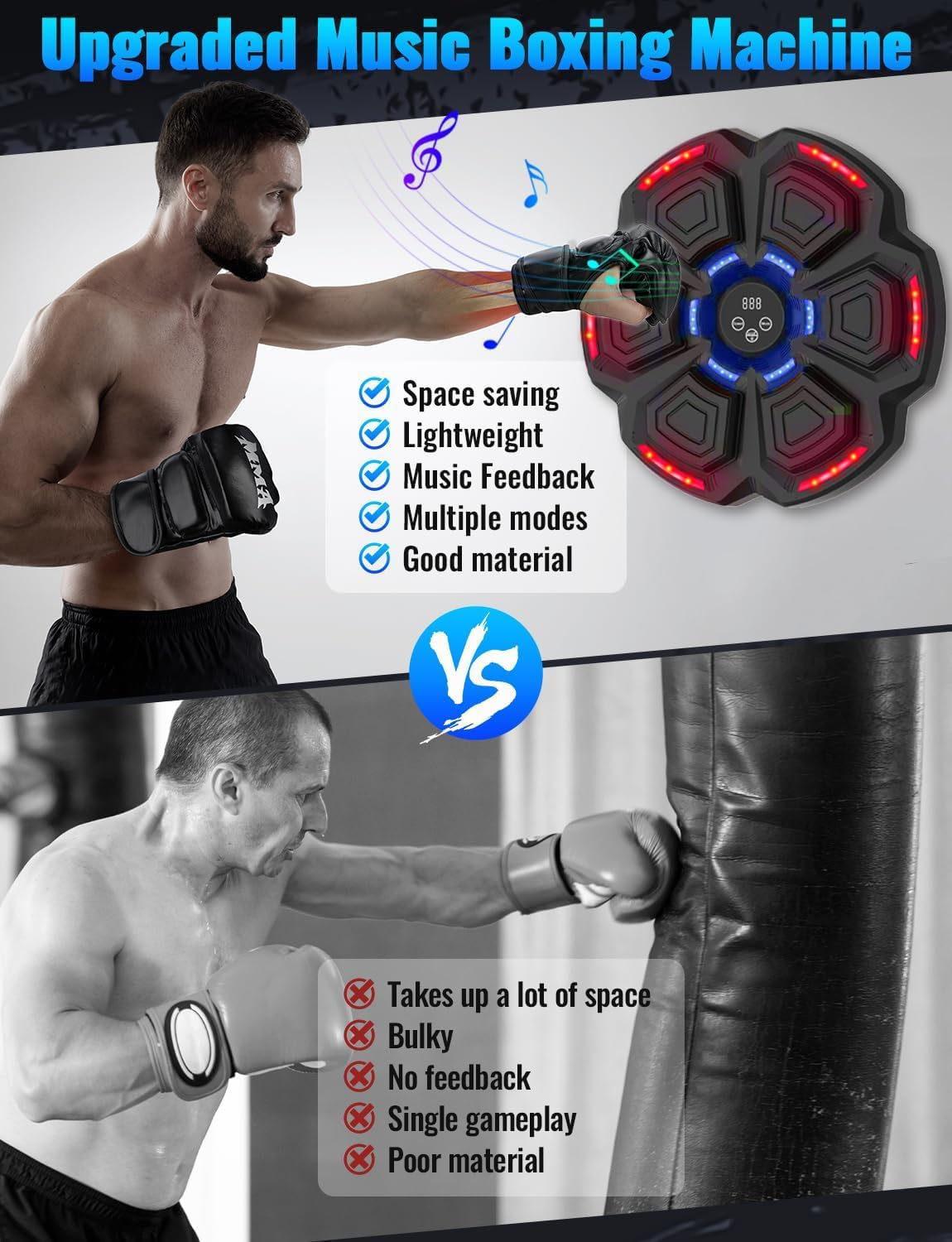 Bluetooth Smart Boxing Machine – Wall Mounted with 9 Speeds & Built-in Speaker
