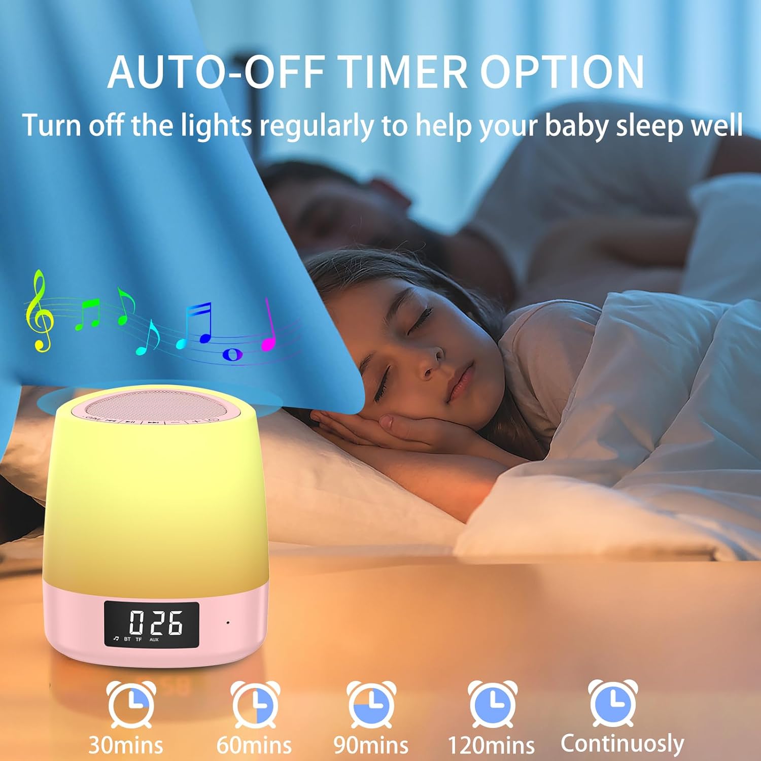 White Noise Machine with Bluetooth & Night Light – 34 Soothing Sounds, Sleep Timer