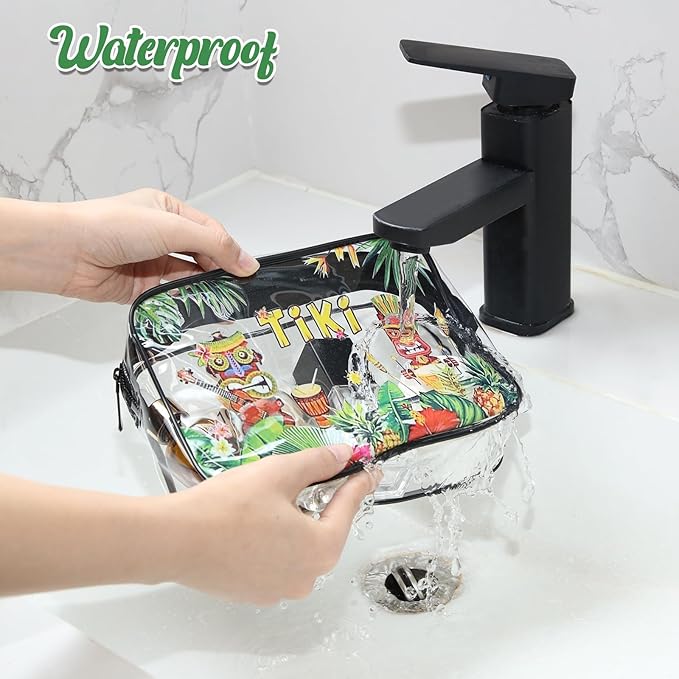 Tiki Makeup Bag – Waterproof PVC Cosmetic & Toiletry Organizer