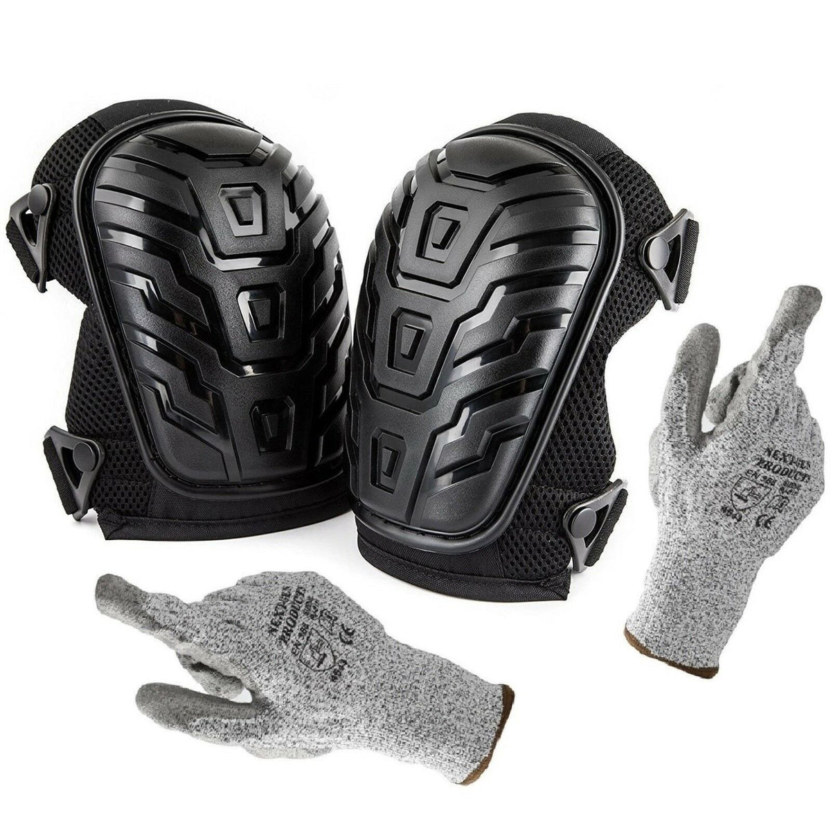 Professional Heavy-Duty Gel Knee Pads with Cut-Resistant Gloves