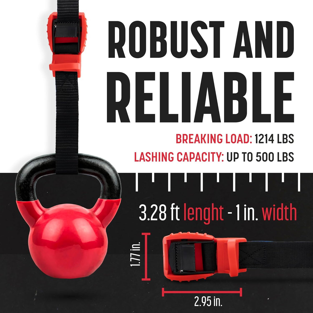 4pk Magma 1" x 3.3' Heavy-Duty Cam Buckle Lashing Straps