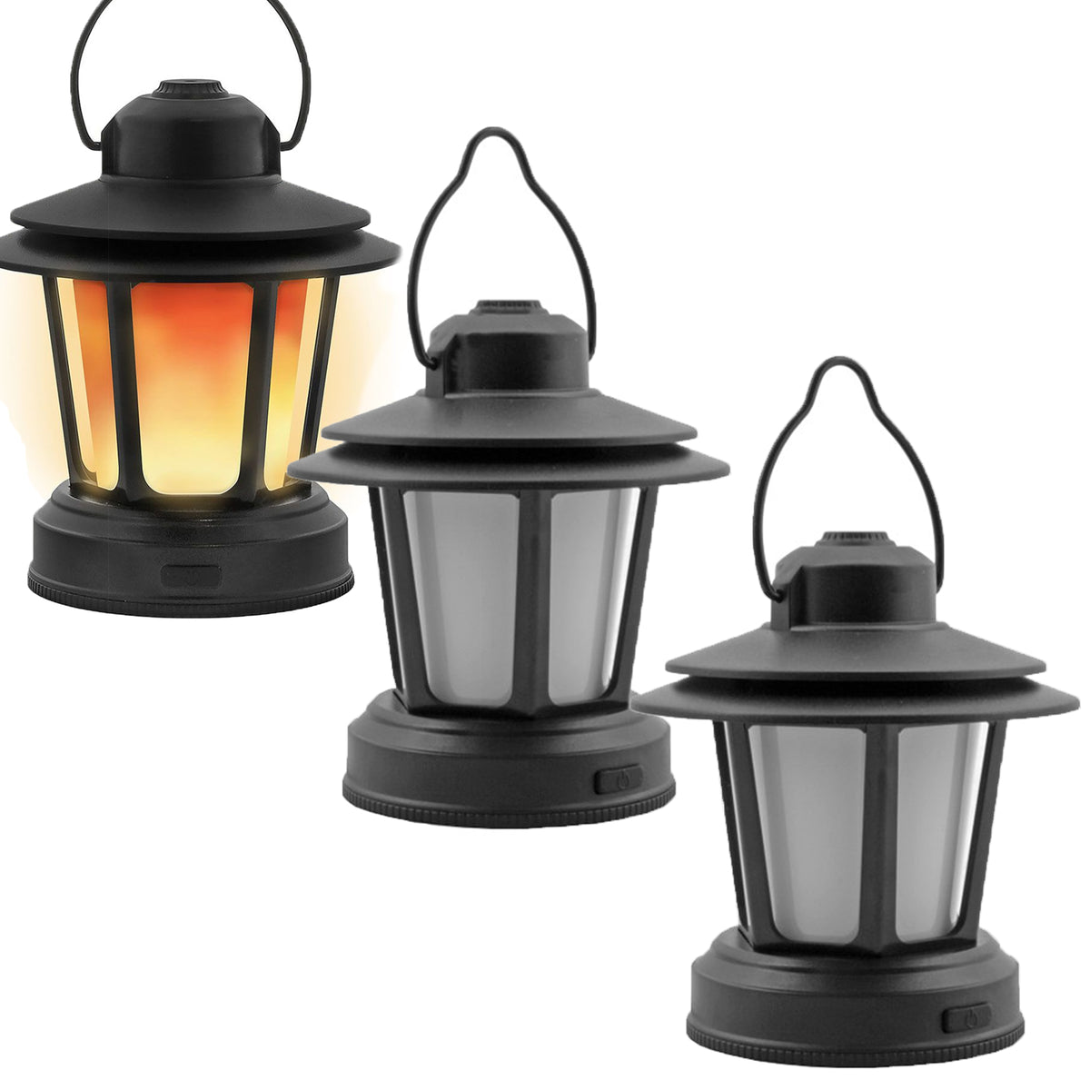 3pk Flickering Flame-LED Camping Lantern – 4.5" Portable Light, Weather-Resistant