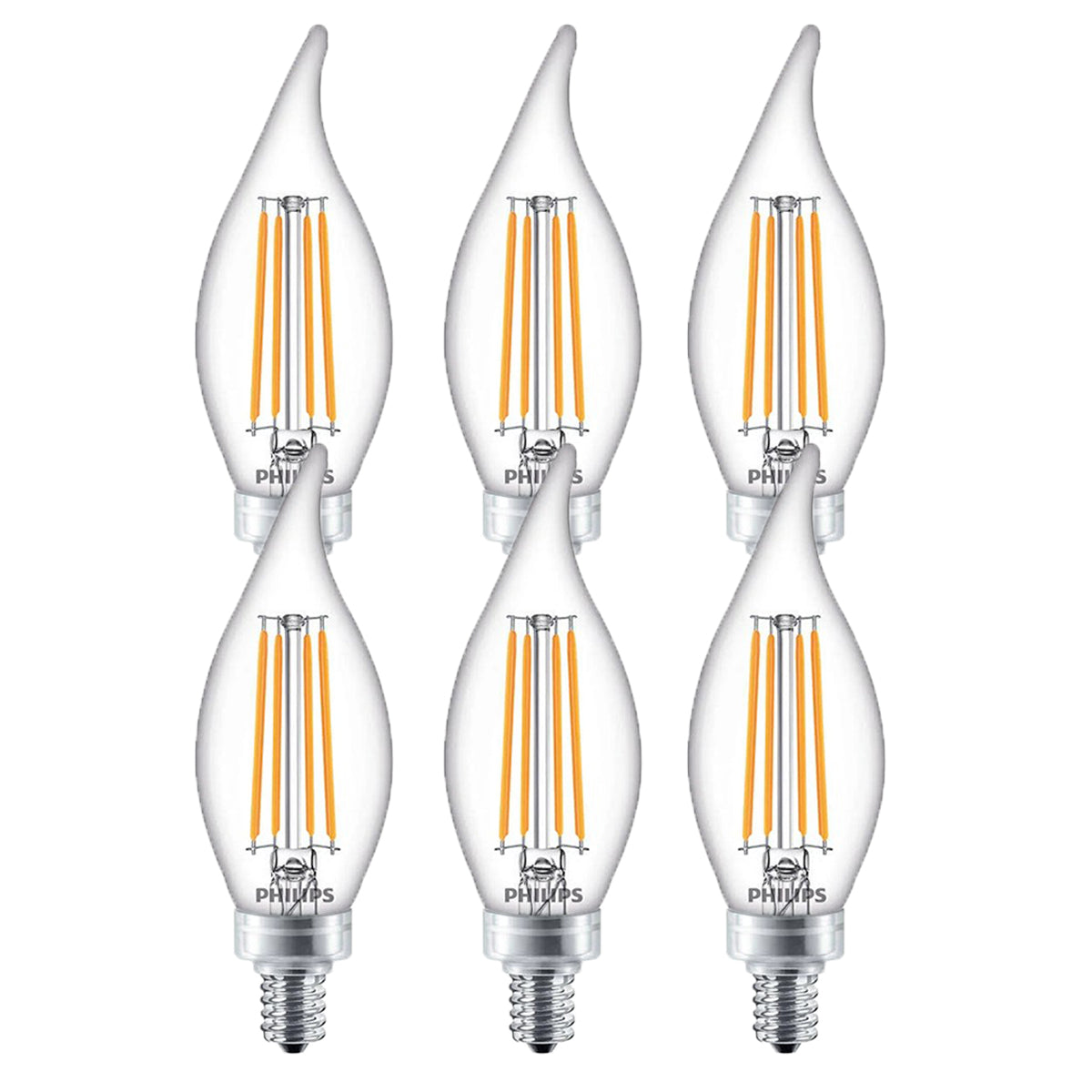 6pk Philips 4.5W Dimmable Candelabra Bulbs – Clear 2700K