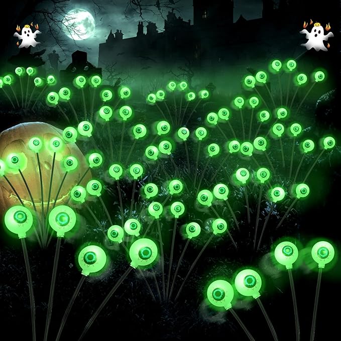 Scary Eyeballs Solar Pathway Lights – Waterproof with Flashing Modes - 4 Pack