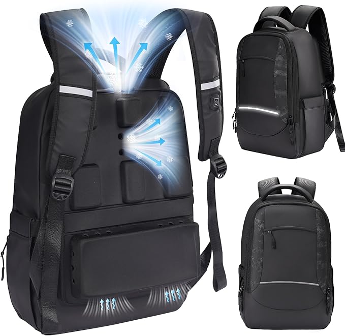 Cooling Backpack with Built-In Fans – Ventilation Frame, Sweat Proof & Waterproof