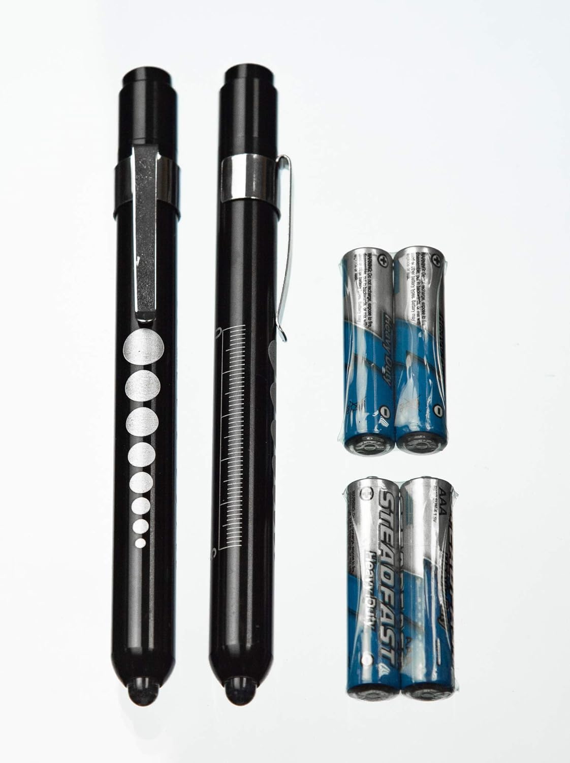4pk Medical Diagnostic Penlights – White & Warm Light with Pupil Gauge
