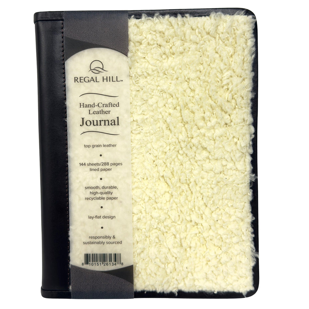 Regal Hill Top Grain Leather Narrow Rule 6″x 8″ Journal – Brown Sherpa Fur