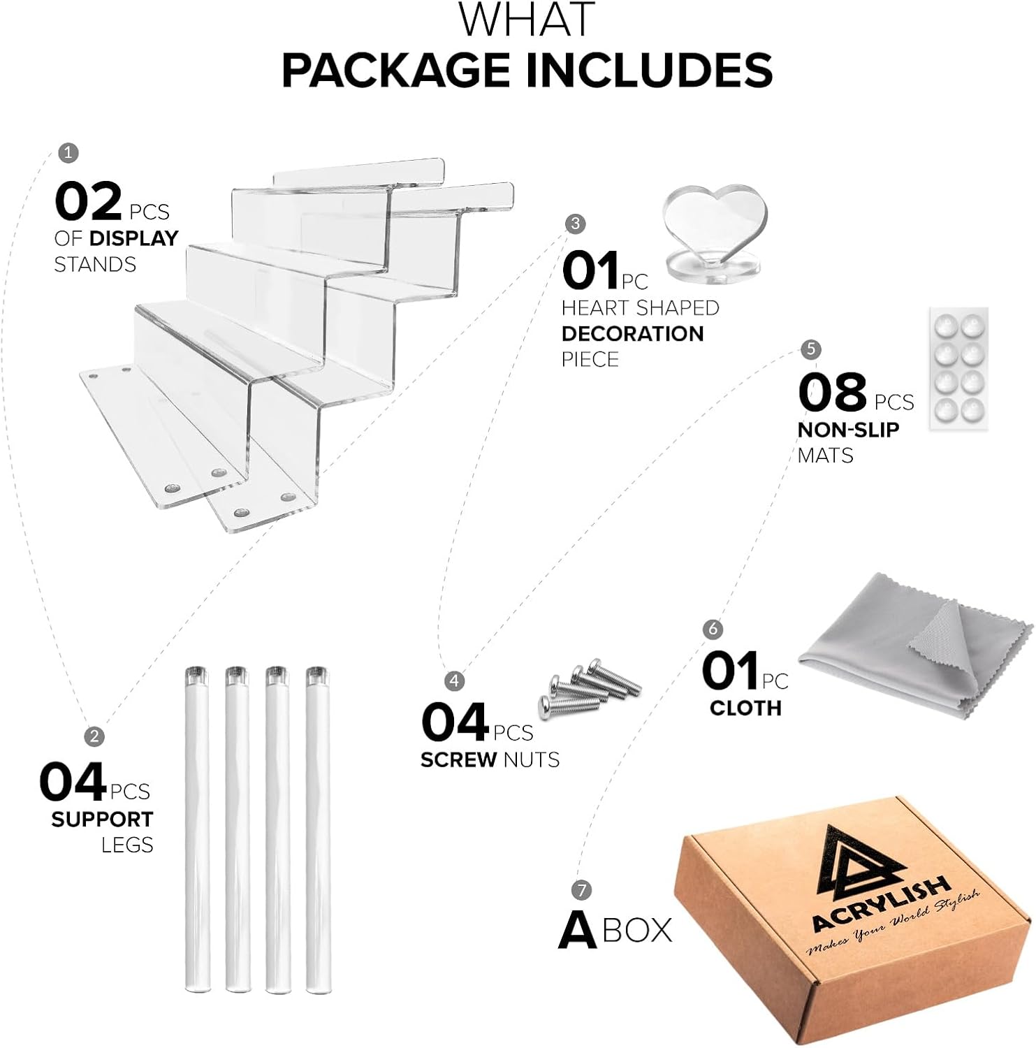 2pk Acrylic Display Riser – Perfume & Cologne Organizer, 9" x 6"