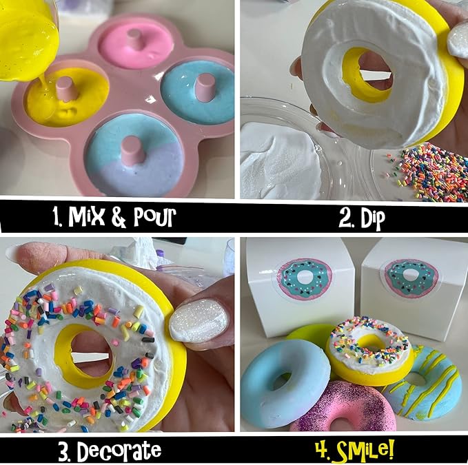 DIY Donut-Shaped Sidewalk Chalk Kit – Make 8+ Colorful Donut Chalks with Silicone Mold
