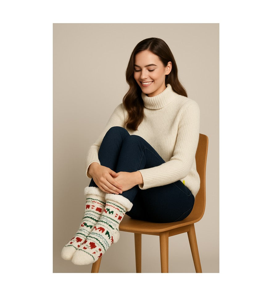 Oooh Geez Women’s Grippers Slipper Socks – Cozy Sherpa-Lined Winter Socks