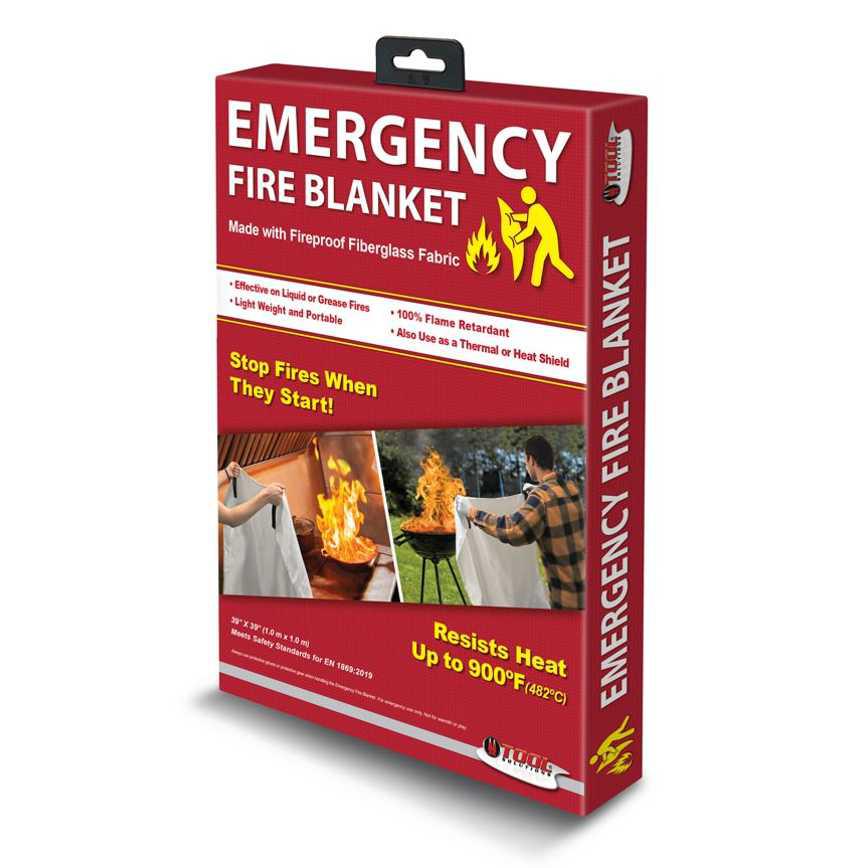 Tool Solutions Emergency Fire Blanket – 39" x 39" Fire Suppression Blanket with Storage Bag
