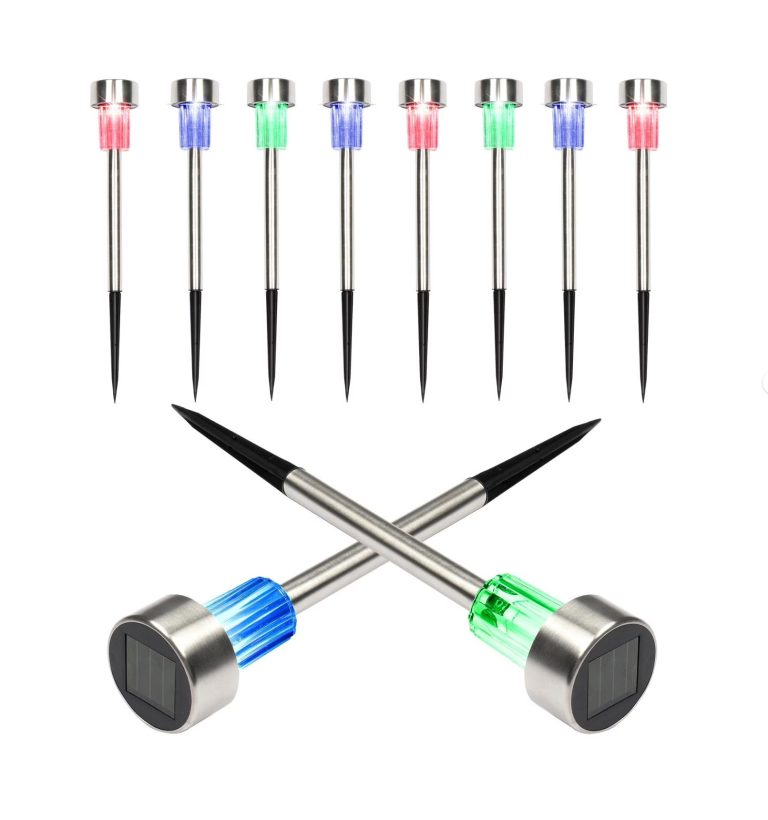 10pc Color Cycling Solar Patio Garden Path Lights – Auto Color-Changing