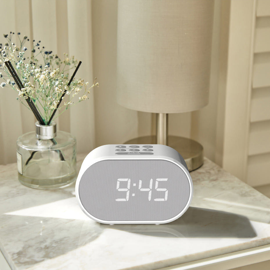 Minimalist Bedside Alarm Clock with FM Radio & USB Charging Port