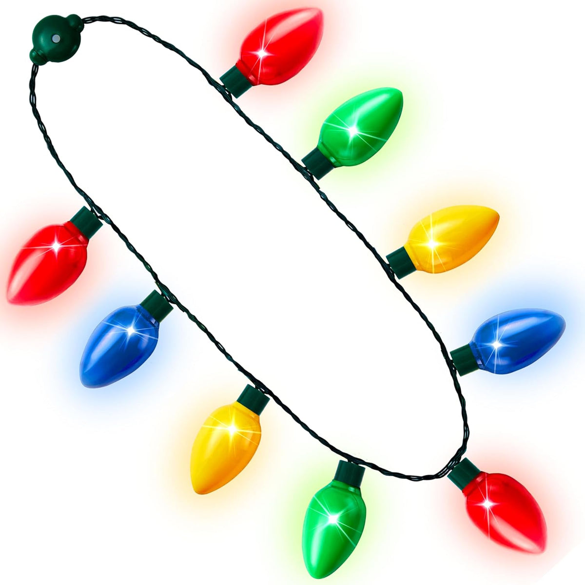 LED Christmas Necklace – 9 Bulbs, 6 Light Modes Light-Up Party Accessory