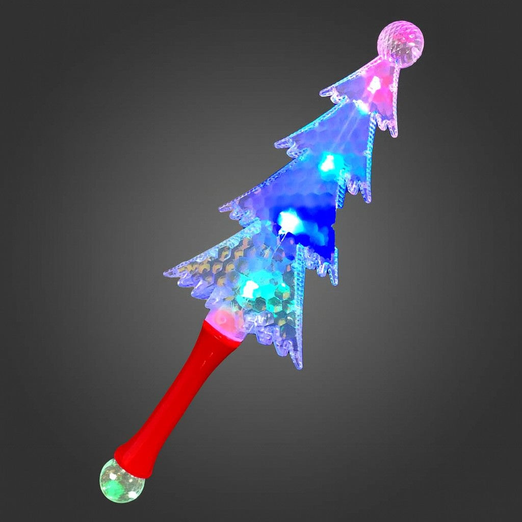 14″ Christmas Tree Light Up Wand with Prism Ball – Flashing Colors