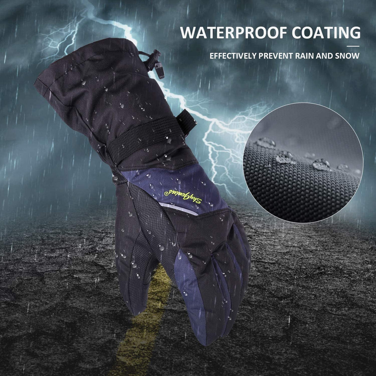 SkyGenius Waterproof Ski Gloves – Touchscreen Winter Warm Gloves for Men Women, XL Only