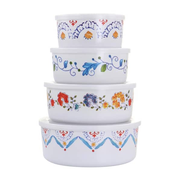8pc Floral Gibson Home Anaya Nesting Food Storage Bowls
