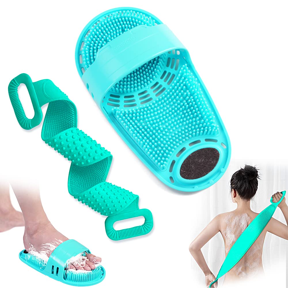 Silicone Shower Foot Scrubber & Body Brush Set – Exfoliating Bath Cleaning Kit