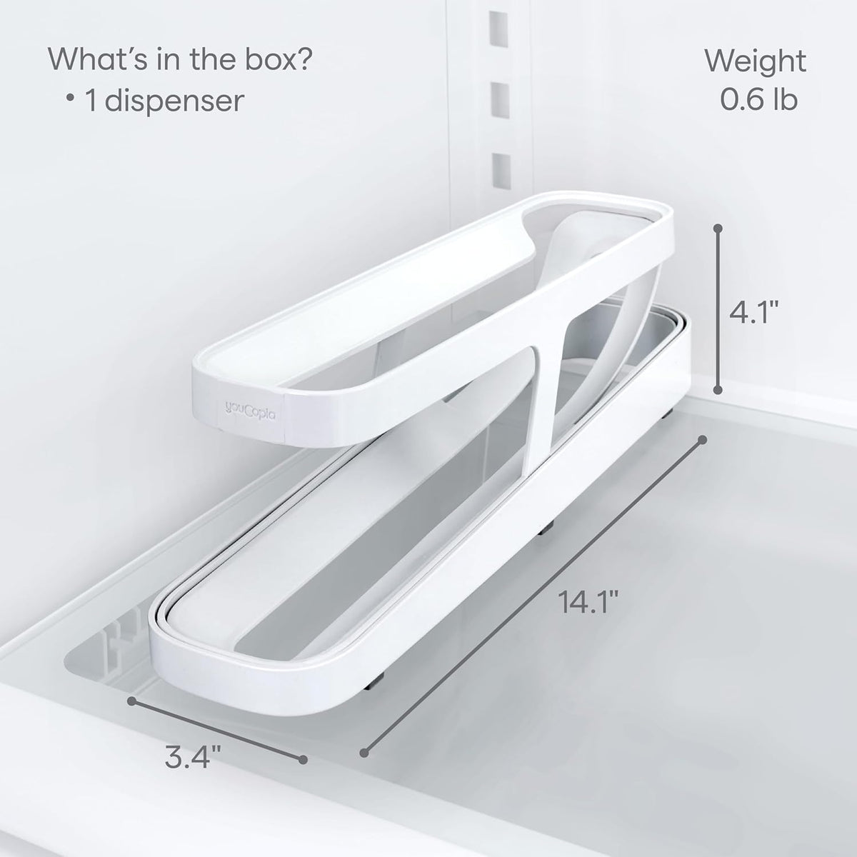 YouCopia RollDown™ Egg Dispenser – Space-Saving Rolling Egg Organizer for Refrigerator