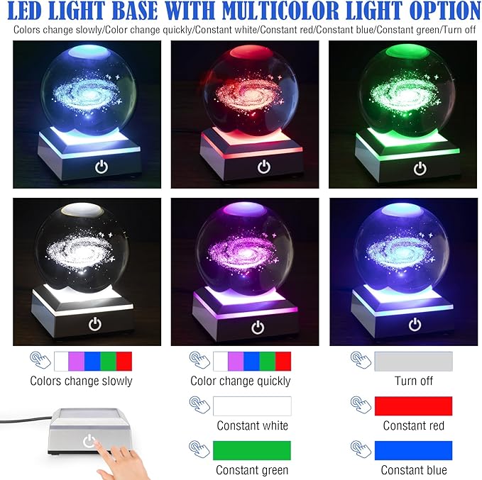 3D Galaxy Crystal Ball Night Light – Color Changing LED Lamp