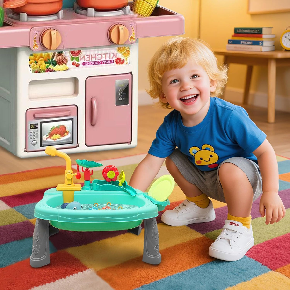 Kids Play Sink with Running Water – Electric Mini Water Table Kitchen Toy Set