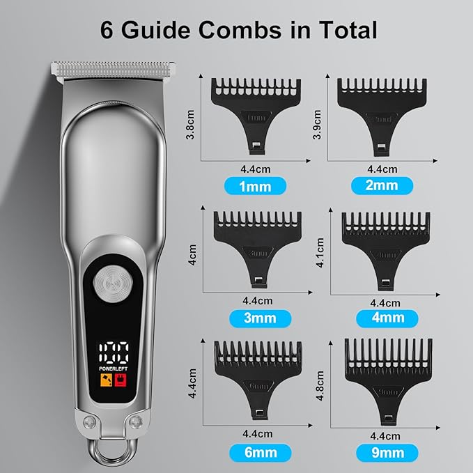 Professional Hair Clippers and Trimmers Set - Cordless Clipper Kit with LCD Display