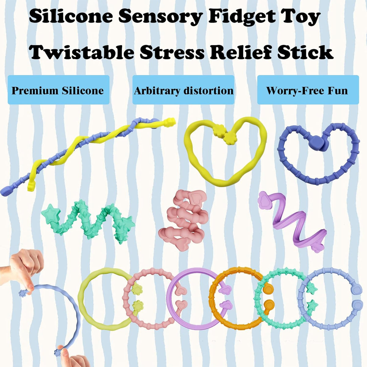 6pk Textured Sensory Fidget Sticks – Calming Stress Relief Toys