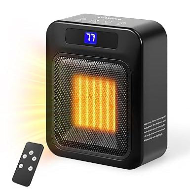 Portable Desk Space Heater with Thermostat & Remote – PTC Ceramic Heater – Compact Indoor Heater