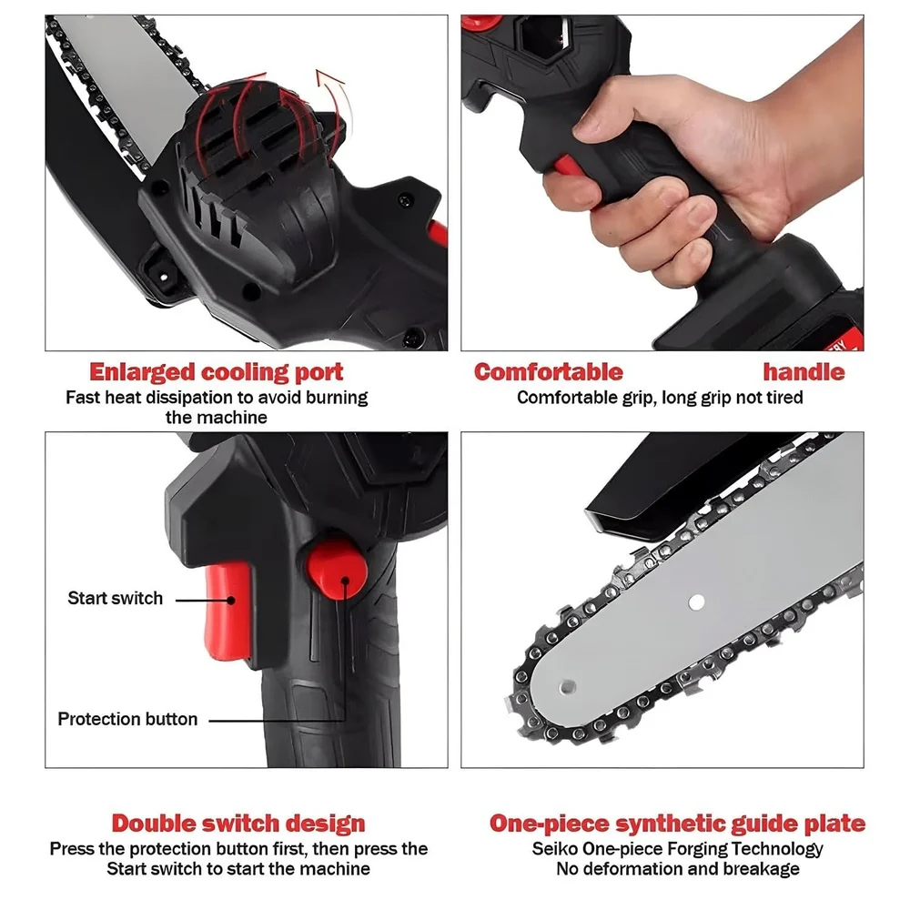 21V Cordless Mini Chainsaw – 6" Portable Handheld Electric Pruning Saw