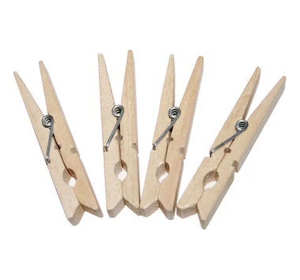 30-Pack Premium Wooden Moisture-Resistant Clothespins with Heavy-Duty Springs