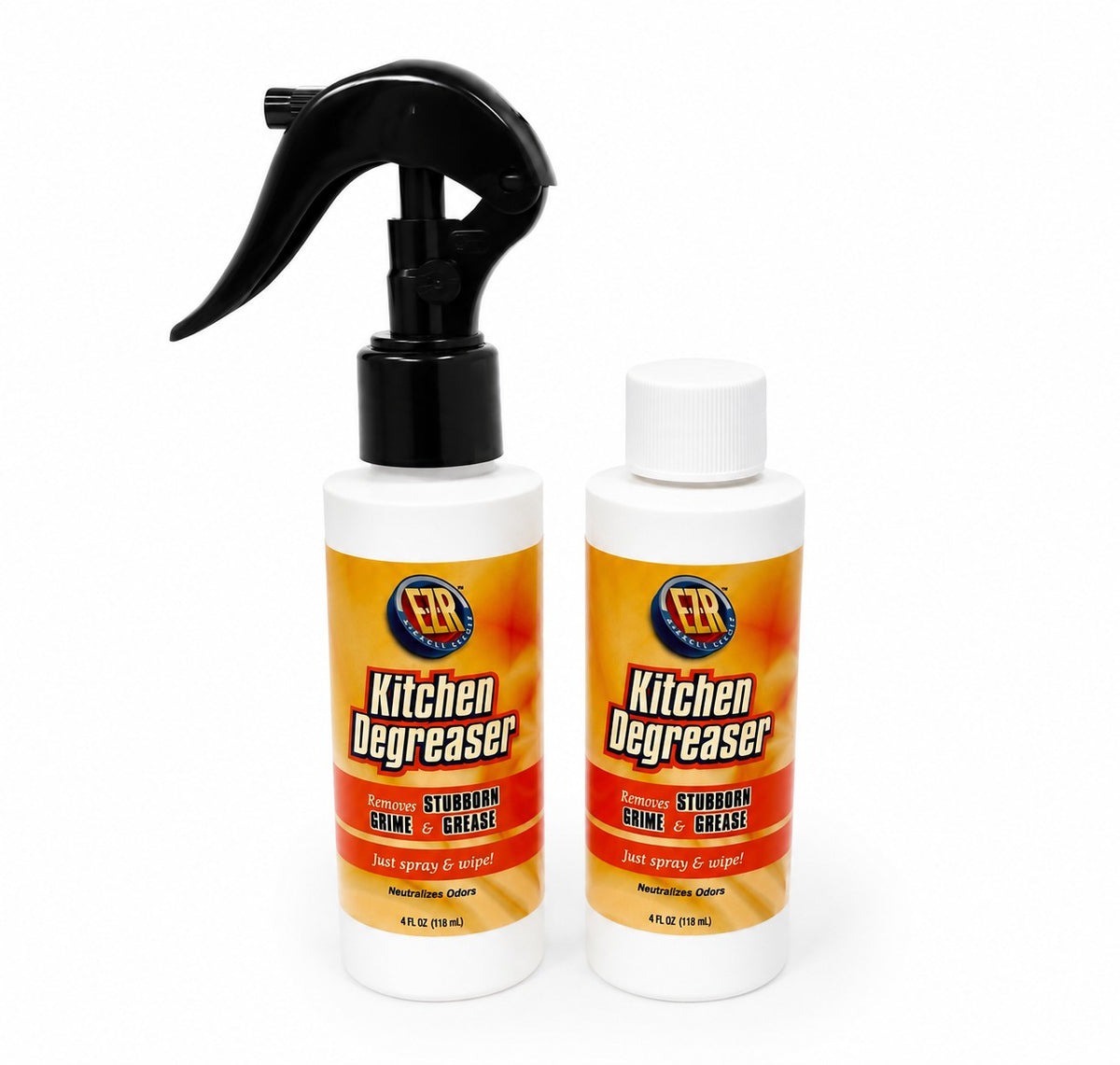 EZR Kitchen Degreaser Cleaner Spray - 2 Pack (4 fl oz Each) with Reusable Spray Top