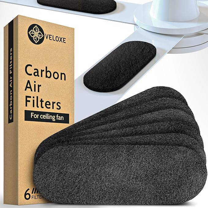 6-Pack Activated Charcoal Ceiling Fan Air Filters - Universal Fit