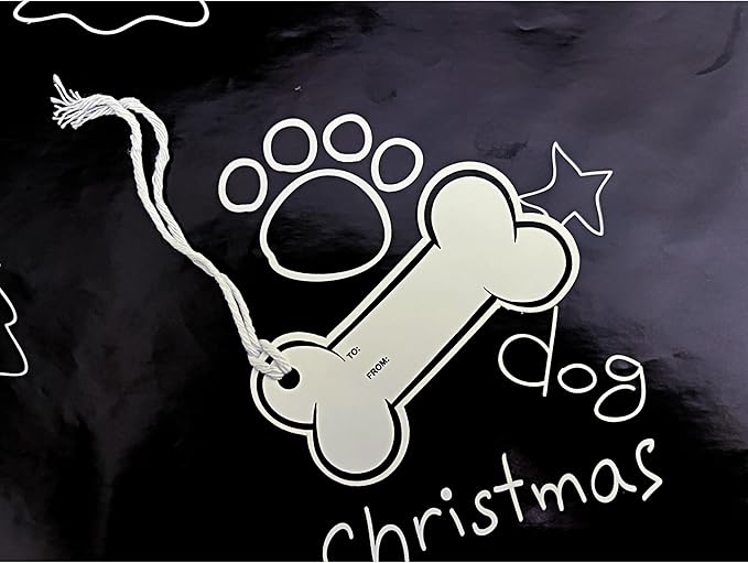 K-Kraft Festive Dog Wrapping Paper Set - 12 Sheets with Gift Tags